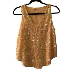 Anthropologie Sparkley Spangle Sleeveless Blouse Vneck Tank Size 0